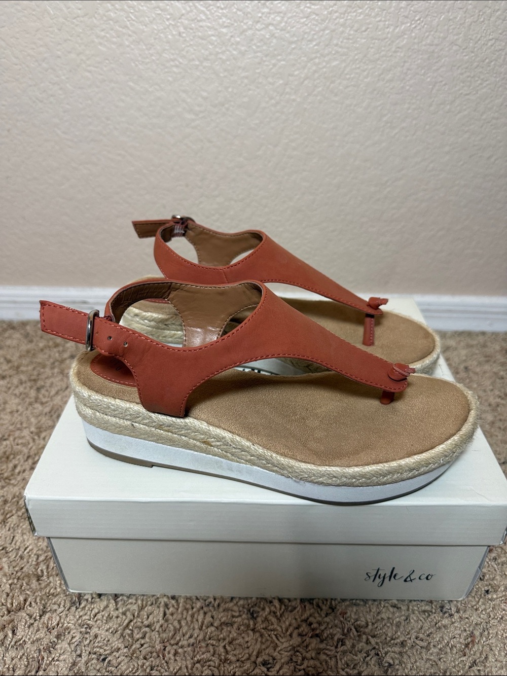Style & Co. Orange-Tan Espadrille Platform Sandals